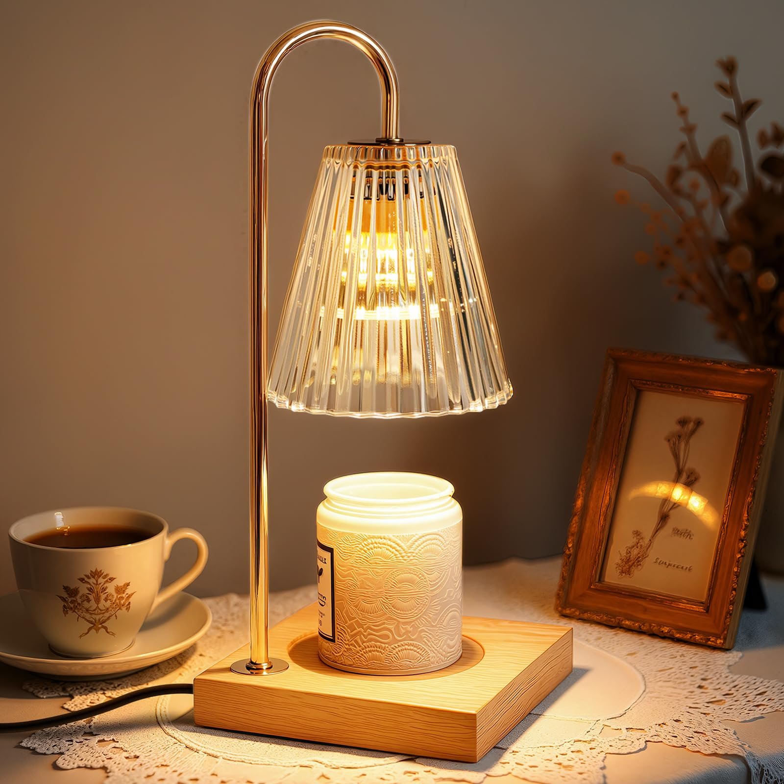 Marycele Candle Warmer Lamp with Timer Dimmer, Birthday Gifts for Mom Women Friend Sister, House Warming Gifts, Vintage Clear Wax Melt Warmer, Fall Decorations Office Apartment Dorm Room Home Decor