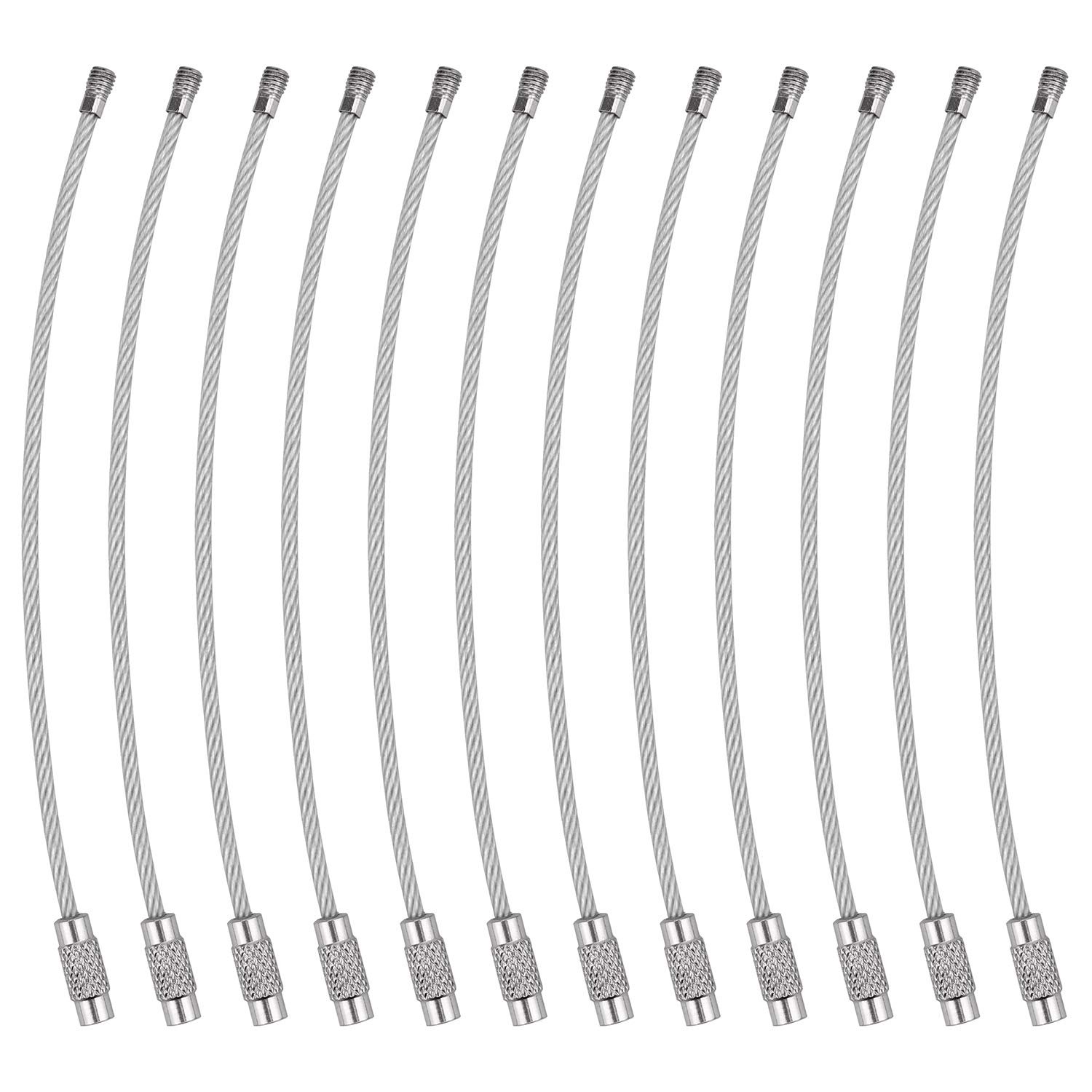 Wisdompro Keychain, 4.3/6.3 Inch Stainless Steel Wire Rings Cable Keyring Loop for Luggage Tags, Keys and ID Tag Keepers