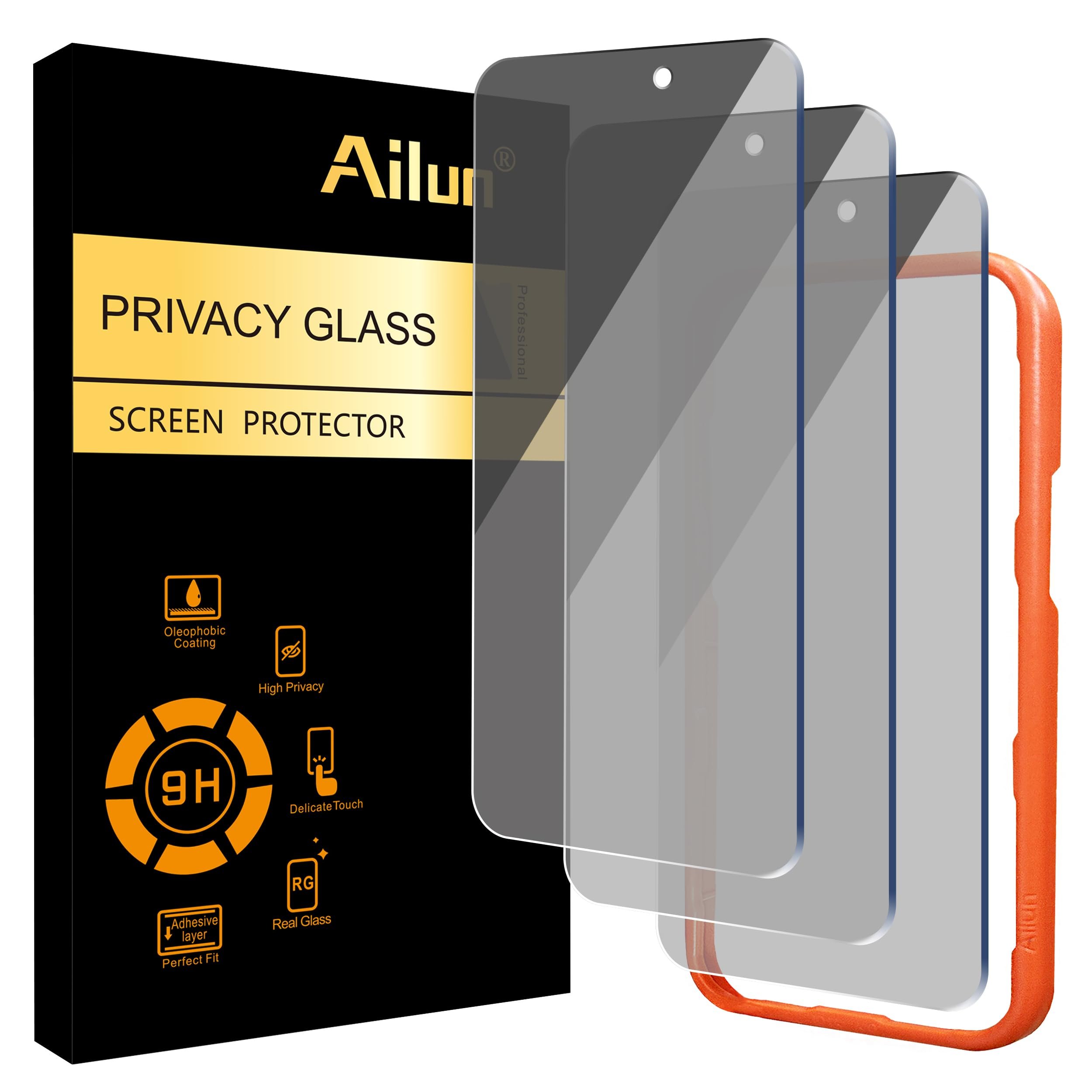 Ailun 3 Pack Privacy Screen Protector for iPhone 16 Pro Max [6.9 inch], Anti Spy Private Tempered Glass Anti-Scratch Case Friendly