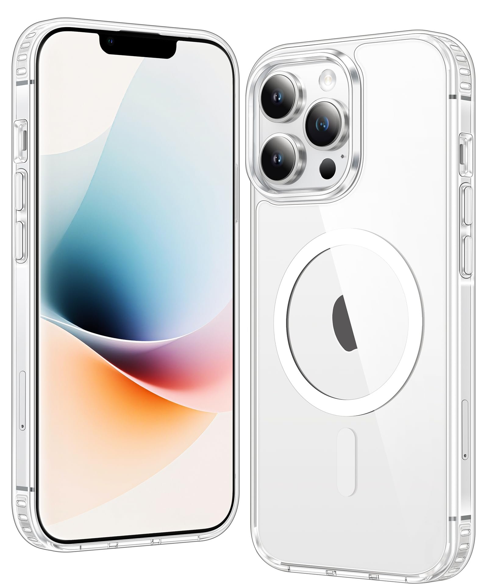 FNTCASE for iPhone 13 Pro-Max Case: Strong Magnetic Anti-Yellowing Slim Clear Case | Military Grade Protective & Shockproof Drop Protection Thin Transparent Phone Cover