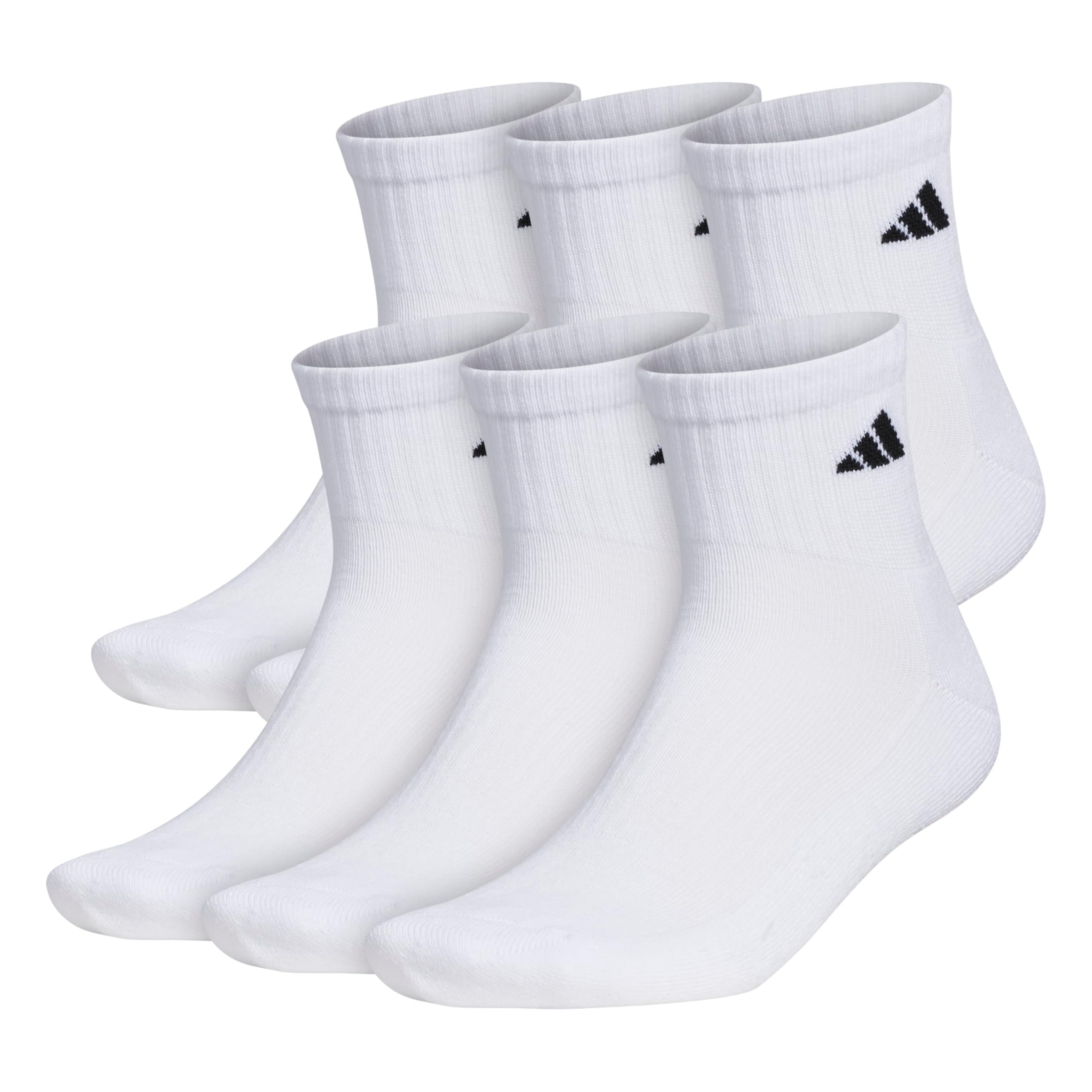 adidas Men's Socks, Athletic Cushioned Quarter 6-Pack, Ankle Fit with Arch Support