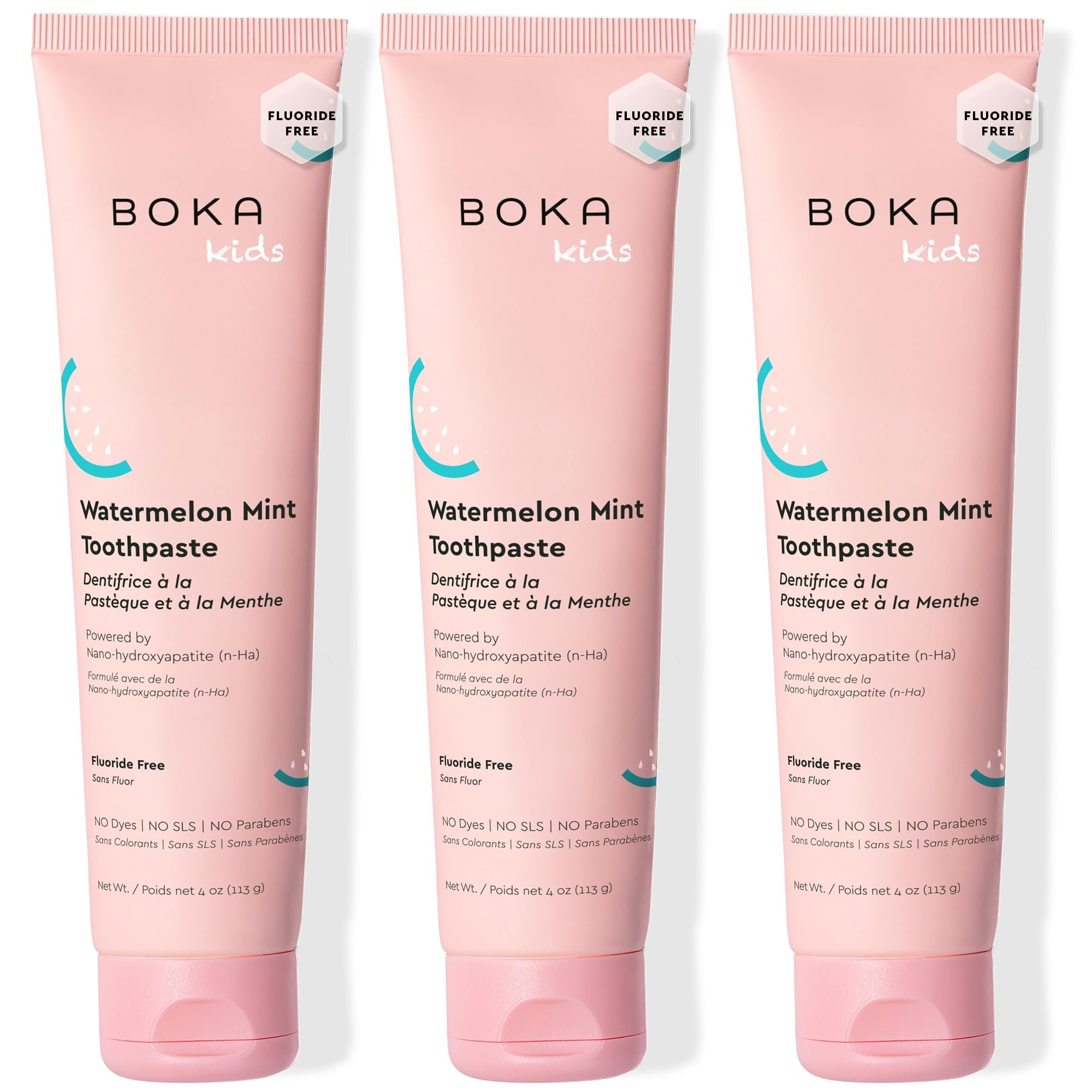 Boka Fluoride Free Toothpaste Nano Hydroxyapatite Toothpaste - Watermelon Mint Flavor, 4 oz 3Pk US Manufactured