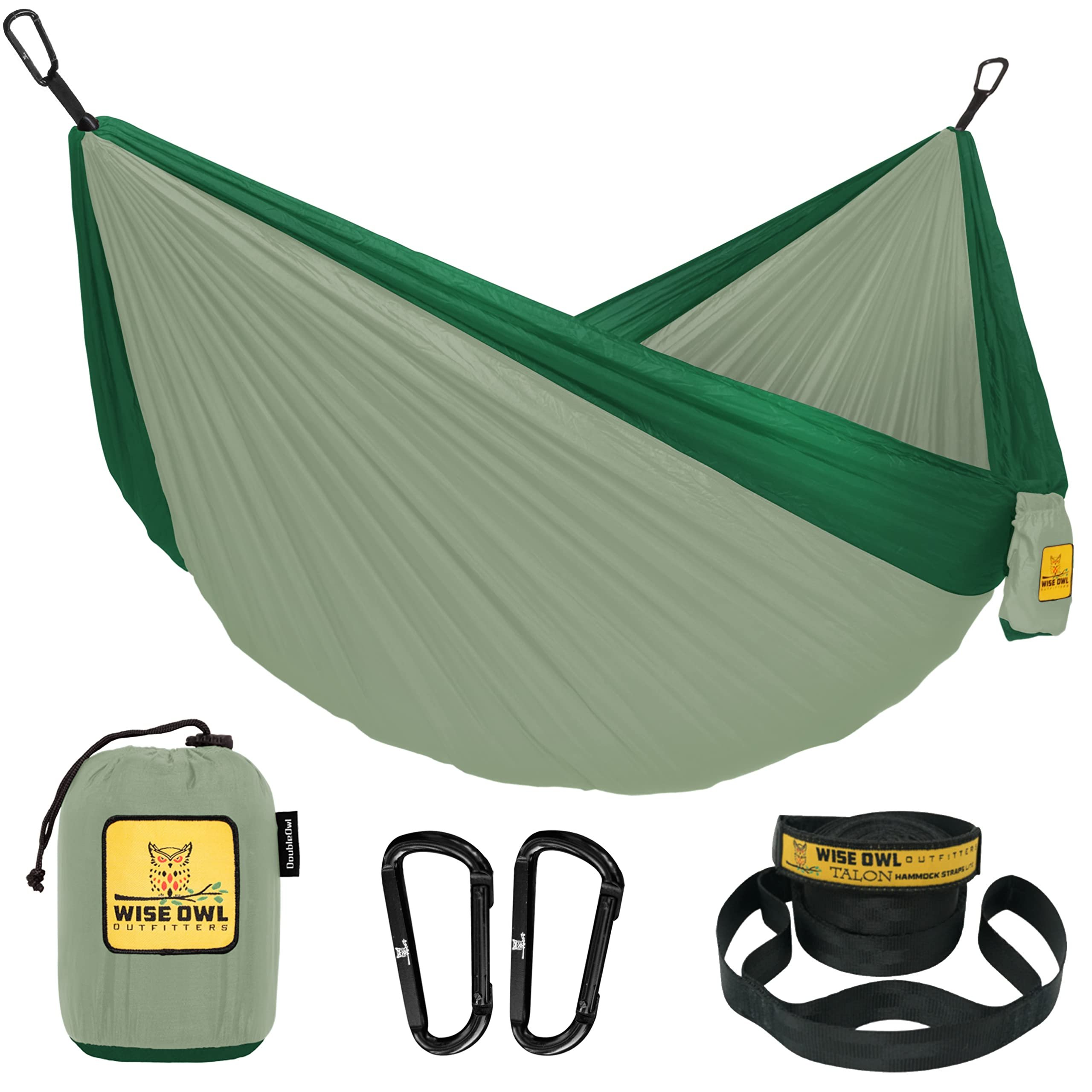 Wise Owl Outfitters Camping Hammock – 500lbs Portable Hammock with Tree Straps - Travel, Backpacking, Hiking, Outdoors Camping Gear - Single or Double