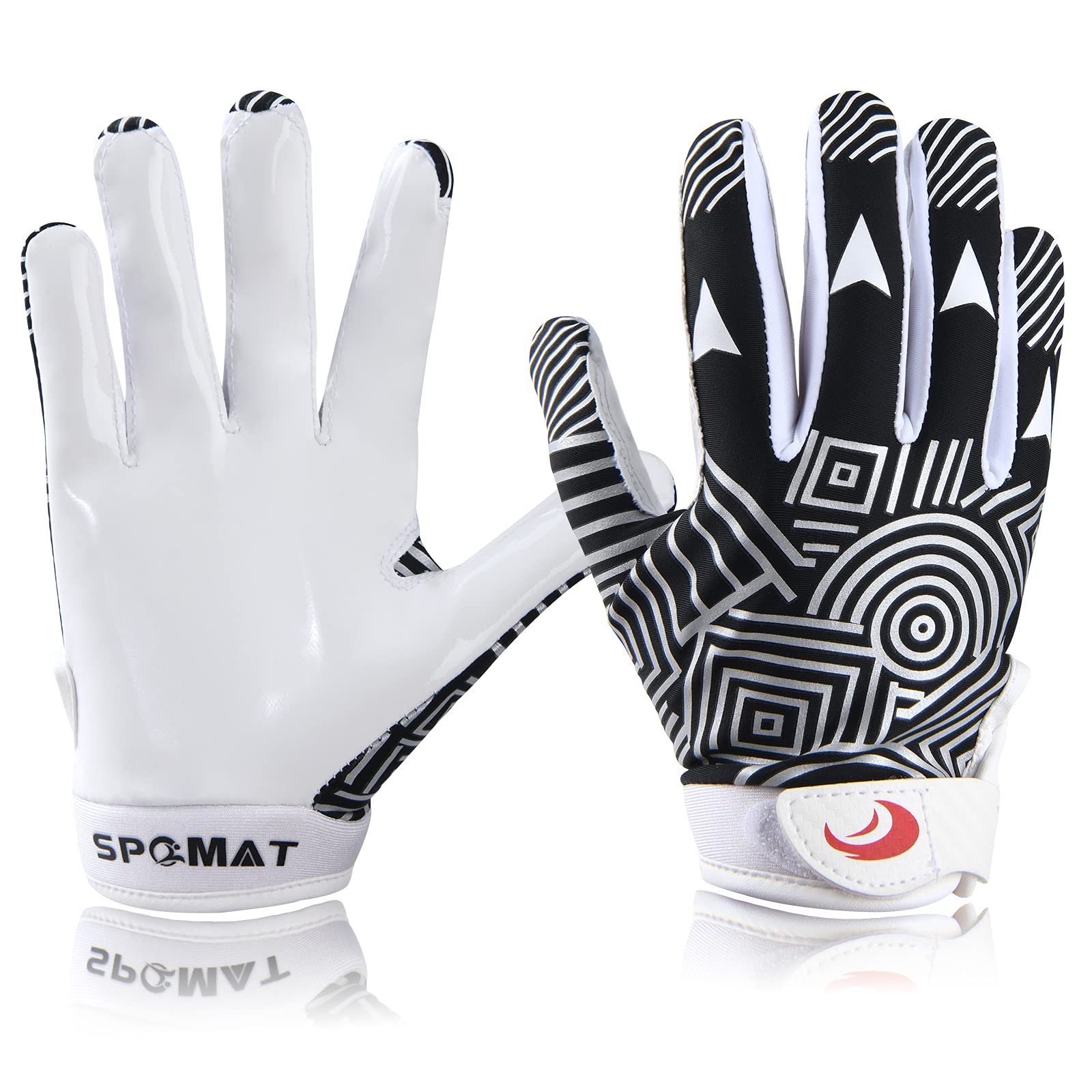 SPOMAT Youth Football Gloves Kids Silicone Grip Receiver Gloves with Super Stick Ability for Best Game Experience