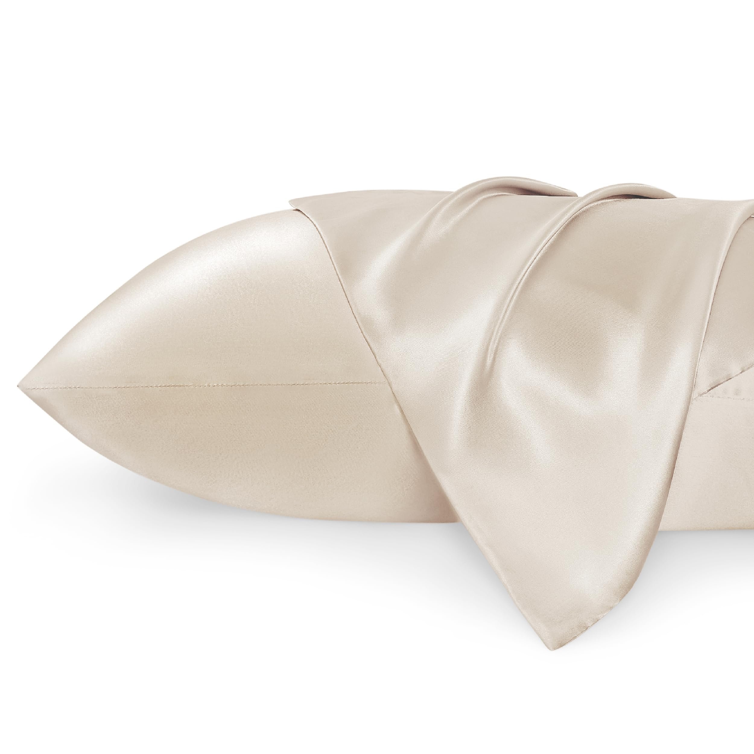 Bedsure King Size Satin Pillowcase Set of 2 - Beige Silky Pillow Cases for Hair and Skin with Envelope Closure, Similar to Silk Pillow Cases, Gifts for Women Men, 20x36 Inches, 2pcs