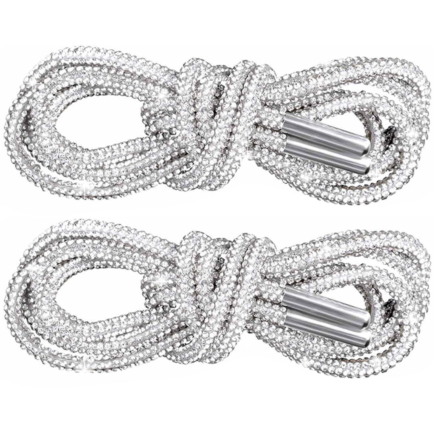 PAGOW 1 Pair Rhinestone Shoe Laces, Round Glitter ShoeLaces for Sneakers, Crystal Bling Diamond Rope Shoe Strings