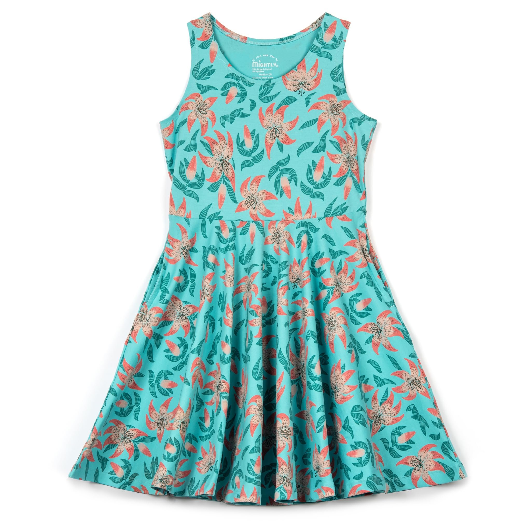 Mightly Girls' Sleeveless Skater Dress | Organic Cotton Fair Trade Certified Toddler and Kids Clothes