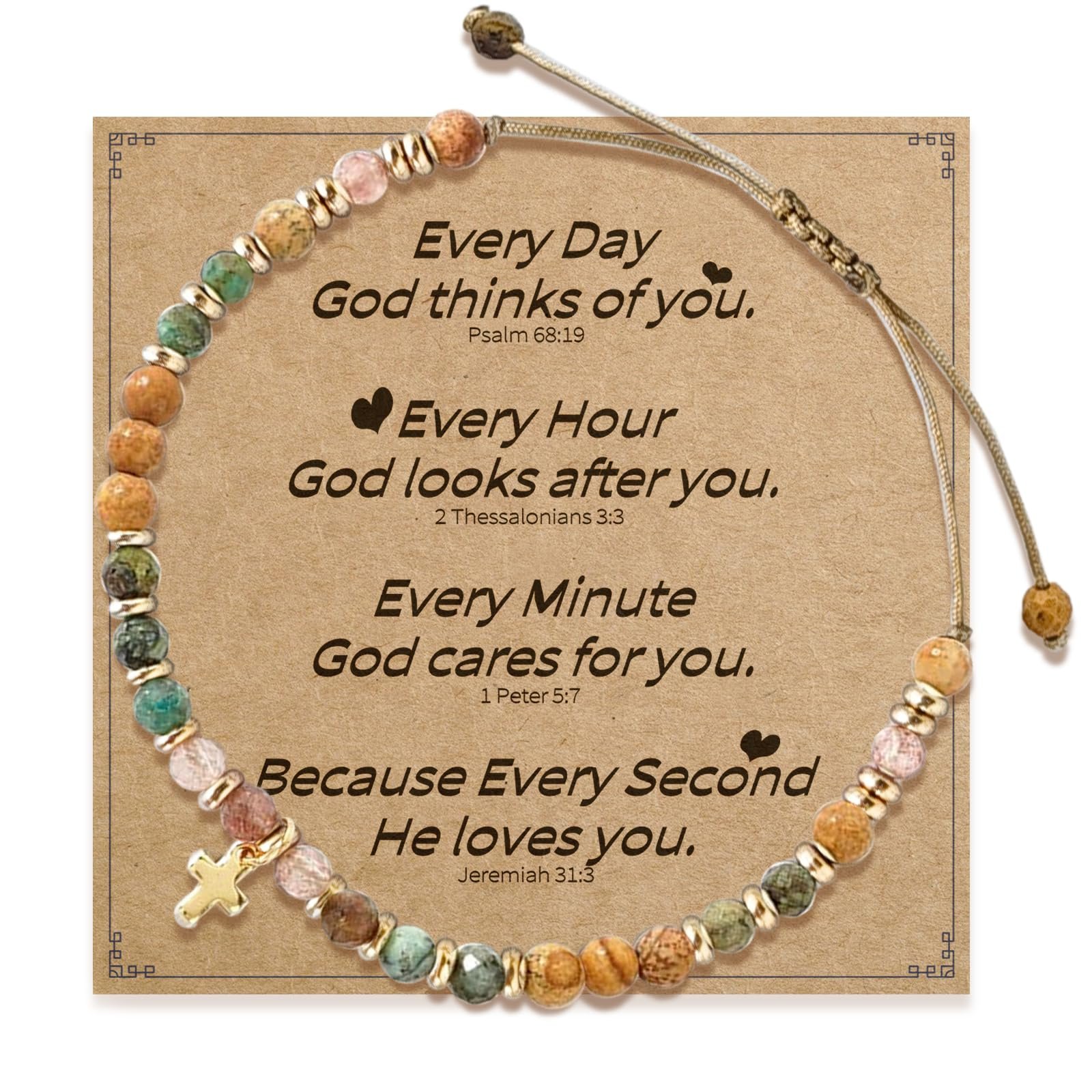 Christian Gifts for Women, Cross Bracelet, Christian Gifts, Inspirational Gifts for Women, Natural Stone Bracelets, Religious Gifts for Woman