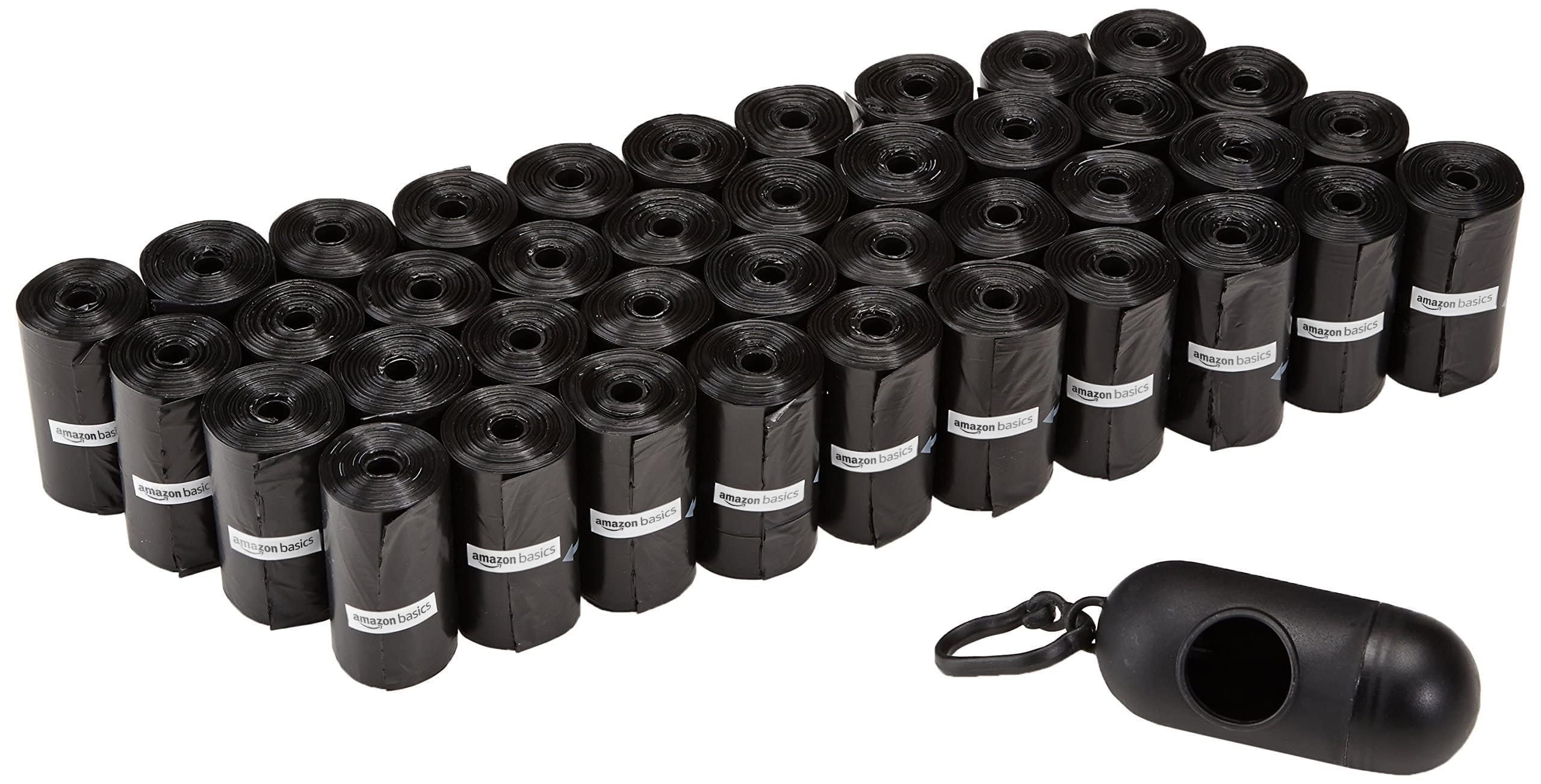 Amazon Basics Dog Poop Bags with Dispenser, 600 Count, Enhanced for Guaranteed Leakproof, Unscented, Includes Leash Clip