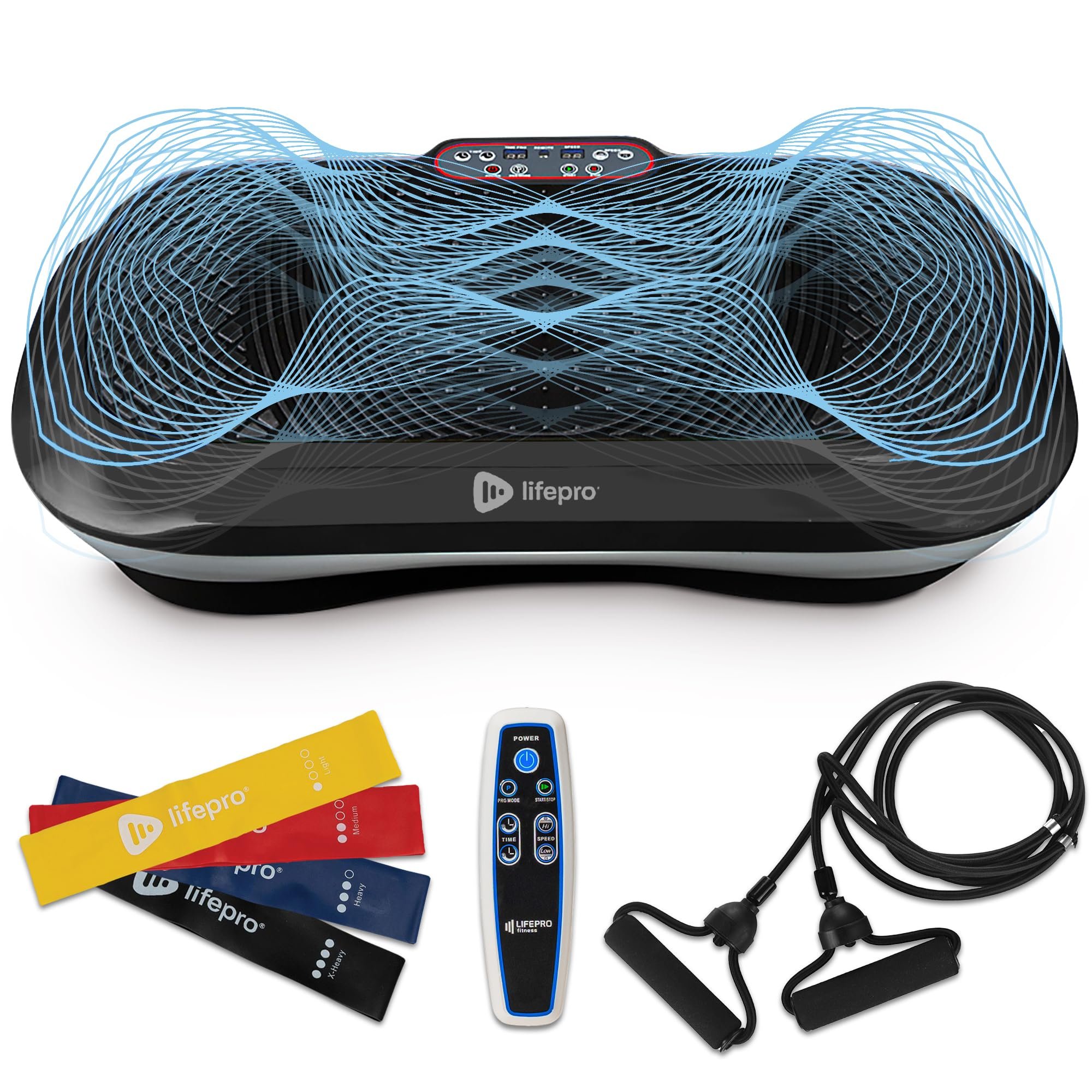 Lifepro Waver Vibration Plate Exercise Machine – High-Intensity Vibration for Muscle Activation, Full-Body Workout Vibrating Platform with Loop Bands, Fitness Equipment for Strength Toning & Fat Loss