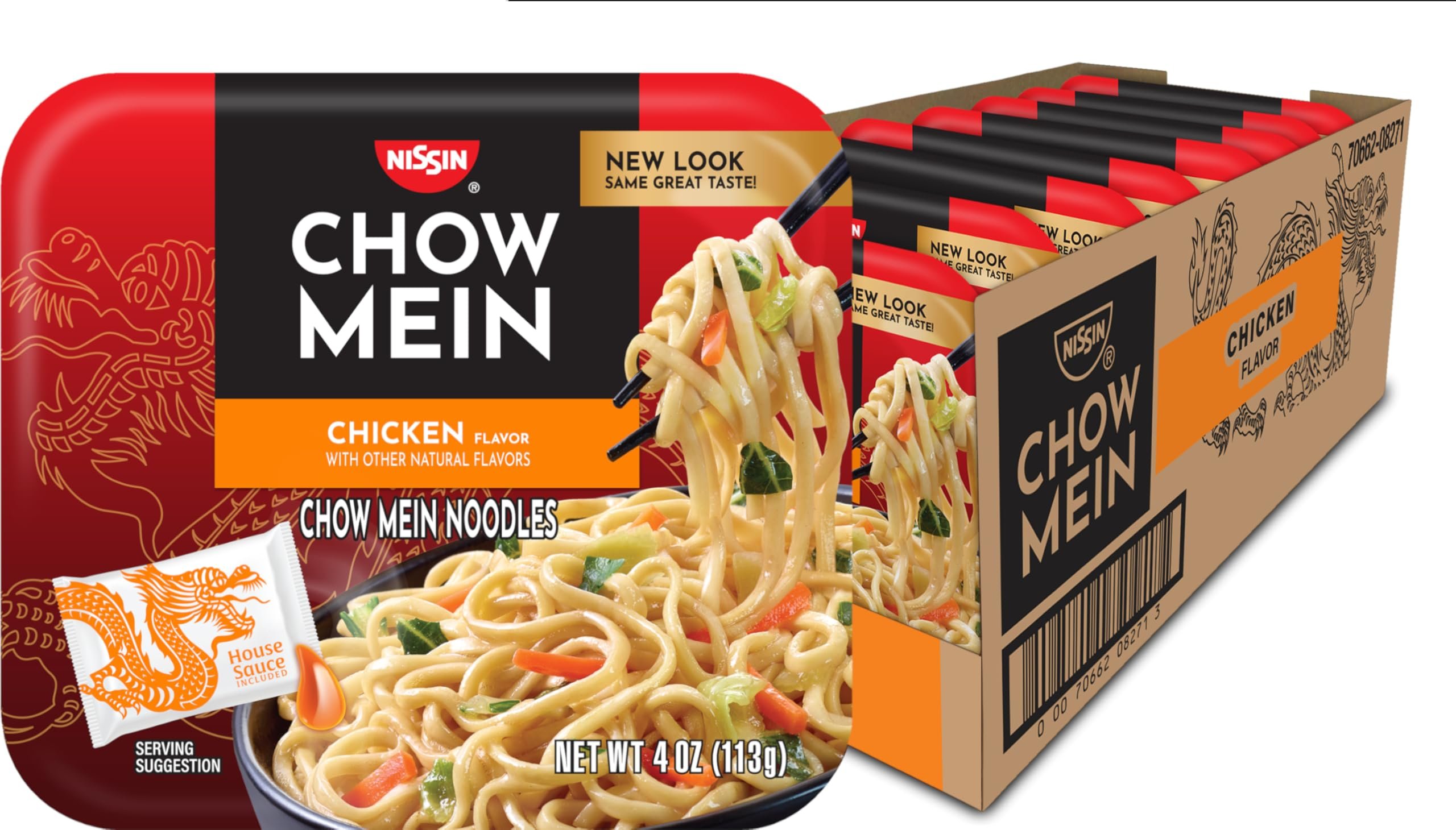 Nissin Chow Mein Noodles, Teriyaki Chicken, 4 Ounce (Pack of 8)