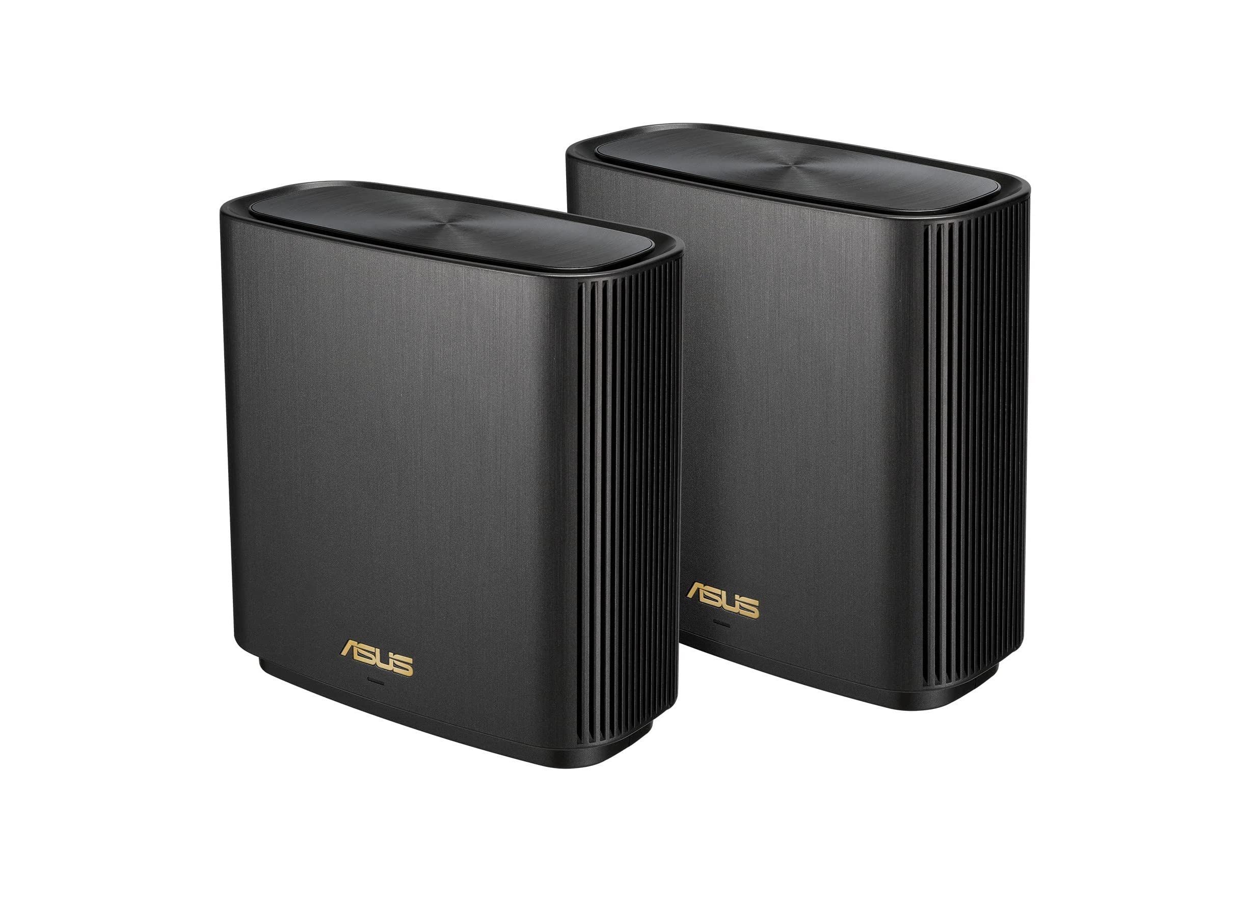ASUS ZenWiFi XT9 AX7800 Tri-Band WiFi6 Mesh WiFiSystem (2Pack), 802.11ax, up to 5700 sq ft & 6+ Rooms, AiMesh, Lifetime Free Internet Security, Parental Controls, 2.5G WAN Port, UNII 4, Charcoal