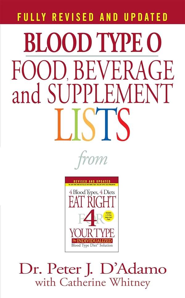 Blood Type O Food, Beverage and Supplement Lists (Eat Right 4 Your Type) - Product Image