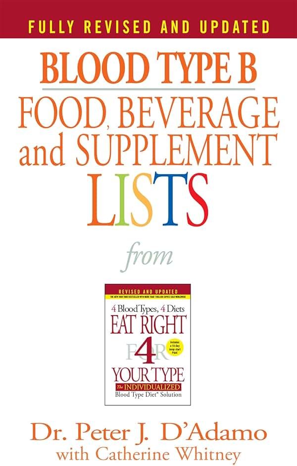 Blood Type B Food, Beverage and Supplement Lists (Eat Right 4 Your Type) - Product Image