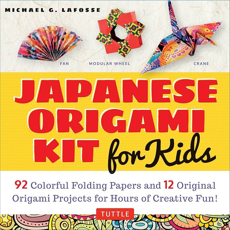 Japanese Origami Kit for Kids: 92 Colorful Folding Papers and 12 Original Origami Projects for Hours of Creative Fun! [Origami Book with 12 projects] - Product Image