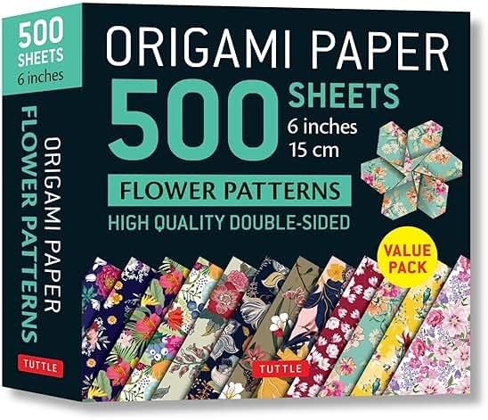 Origami Paper 500 sheets Flower Patterns 6" (15 cm): Tuttle Origami Paper: Double-Sided Origami Sheets Printed with 12 Different Patterns (Instructions for 6 Projects Included) - Product Image