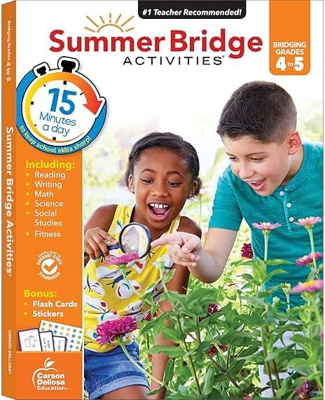 Summer Bridge Activities 4th to 5th Grade Workbooks All Subjects, Math, Language Arts, Reading Comprehension, Science, Social Studies, Writing, Fitness, Flash Cards, Stickers and More (Volume 6) - Product Image