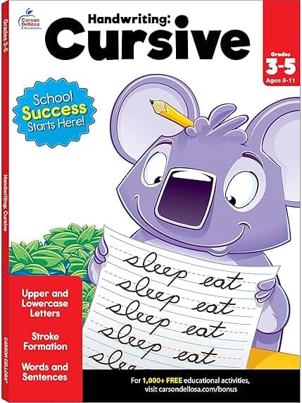 Carson Dellosa Grades 2-5 Cursive Handwriting Workbook, Writing Book With Sight Words, Sentences, and Letter Tracing Activities, Classroom or Homeschool Curriculum - Product Image