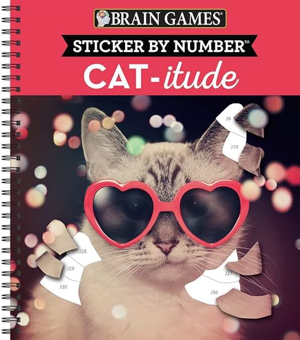 Brain Games - Sticker by Number: Cat-itude (25 Images to Sticker) - Product Image
