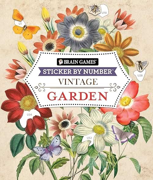 Brain Games - Sticker by Number - Vintage: Garden (28 Images to Sticker) - Product Image