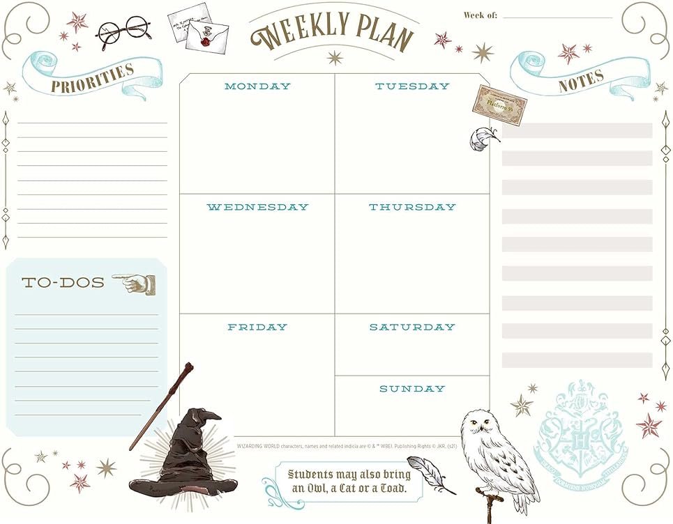 Harry Potter: Weekly Planner Notepad: (Harry Potter School Planner, Harry Potter Gift, Harry Potter Stationery, Undated Planner) - Product Image