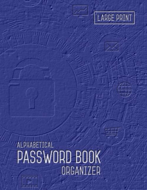 Password Book Organizer Alphabetical: 8.5 x 11 Password Notebook with Tabs Printed | Smart Blue Design - Product Image