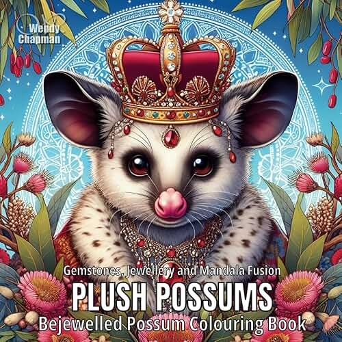 Plush Possums: Bejewelled Possum Colouring Book (Crowned Creatures) - Product Image
