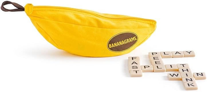 Bananagrams Classic Word Game – Fast-Paced Spelling & Anagram, Family & Travel Game , 144 Letter Tiles in Portable Banana Pouch, 1–8 Players, Educational Wordplay Fun for Ages 7+ - Product Image