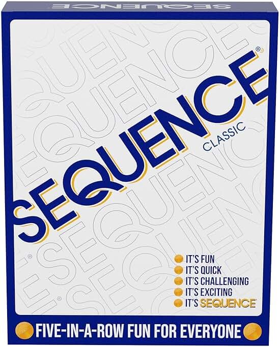 SEQUENCE- Original SEQUENCE Game with Folding Board, Cards and Chips by Jax ( Packaging may Vary ) White, 10.3" x 8.1" x 2.31" - Product Image