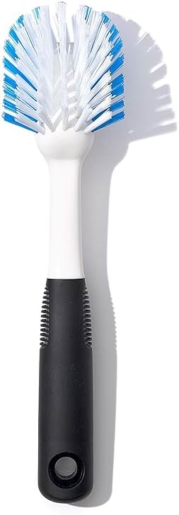 OXO Good Grips Dish Brush, Nylon Bristles with Built-in Scraper, Safe for Non-Stick Cookware, Non-Slip Handle, Dishwasher Safe - Product Image