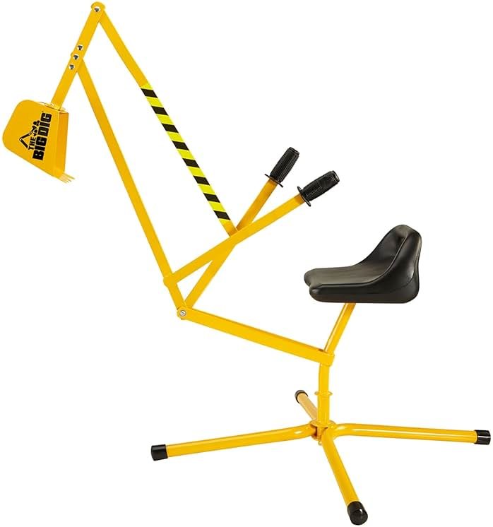 Big Dig Toy Excavator Ride, Sandbox Digger w/ 360 Rotation Base for Kids Ages 3 & Up, Yellow - Outdoor Playground and Sand Beach Construction Riding Toys for Children - Product Image
