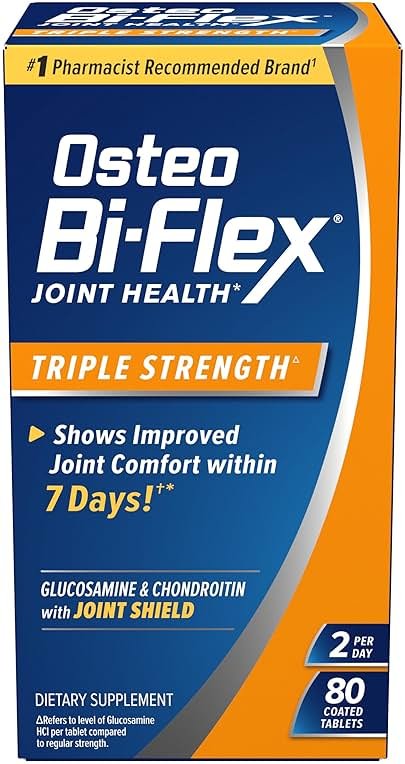 Osteo Bi-Flex Triple Strength Glucosamine Chondroitin Supplement, Improve Joint Function, Strength, Flexibility, Mobility 80 Coated Tablets - Product Image