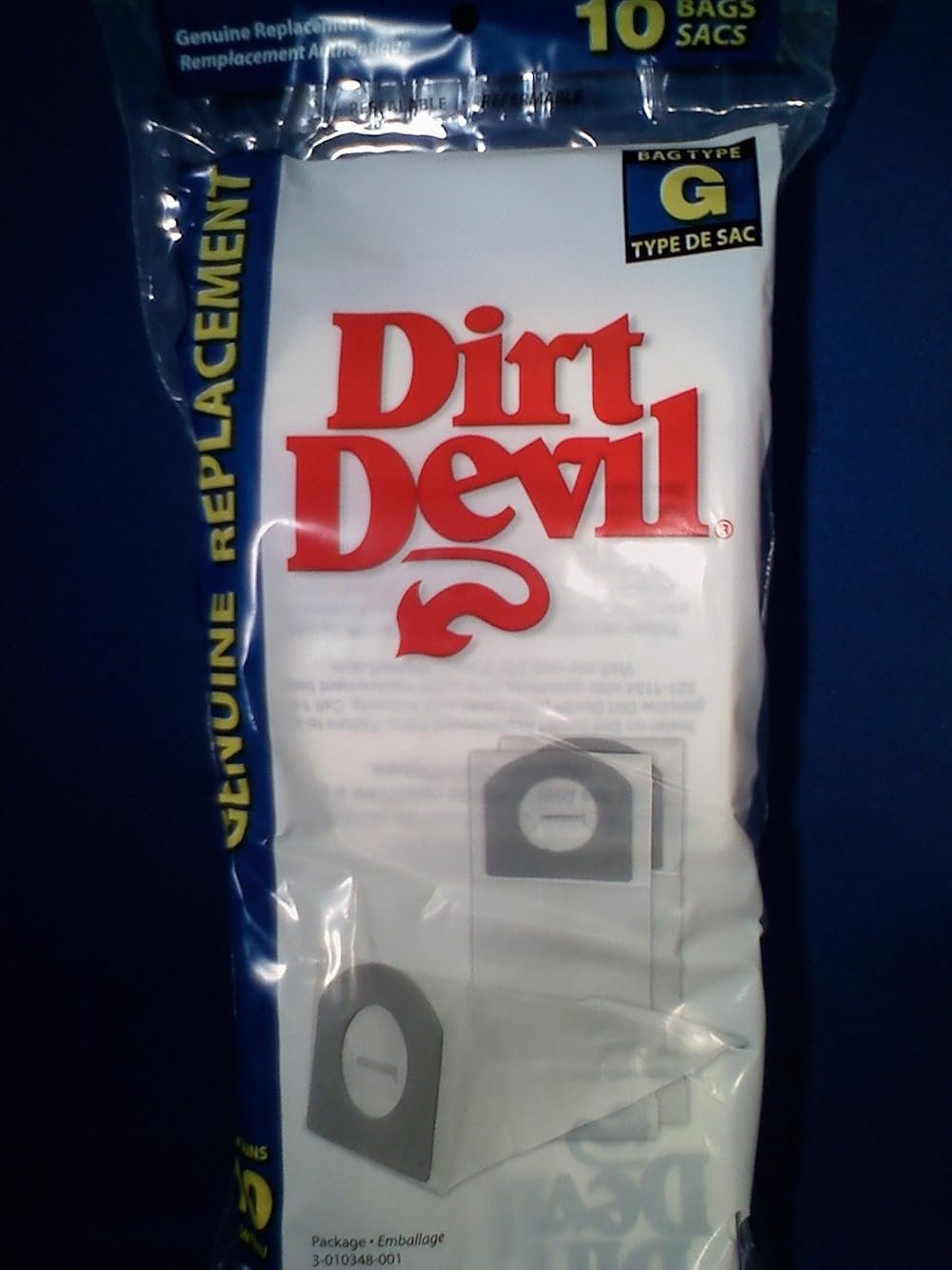 Dirt Devil Type G Vacuum Bags, 10-Pack, 3010348001, White - Product Image