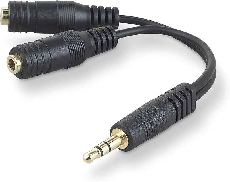 Belkin 3.5mm Audio Splitter – Dual Headphone and Speaker Jack Adapter for Sharing Music or Videos – Compatible with iPhone, iPad, Laptops, Tablets, and Other Devices with AUX Port – Black - Product Image