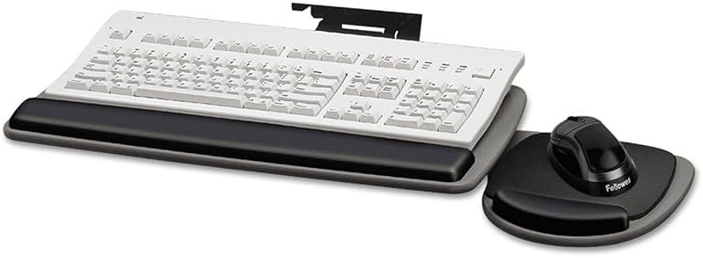 Fellowes 93841 Adjustable Standard Keyboard Platform, 20-1/4w x 11-1/8d, Graphite/Black, 4.5" x 30.5" x 20" - Product Image