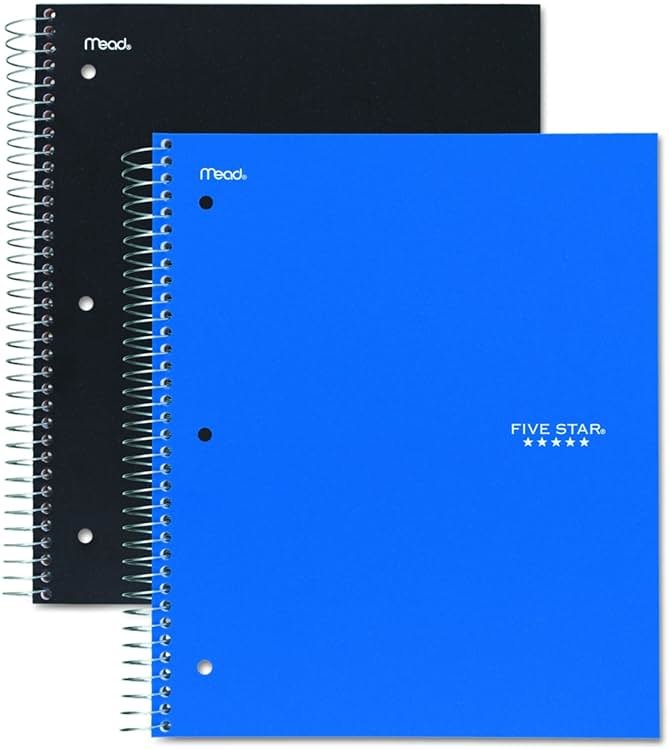 Five Star 06210 Wirebound 3-Subject Notebook, College Rule, 11 x 8 1/2, 150 Sheets, Assorted - Product Image