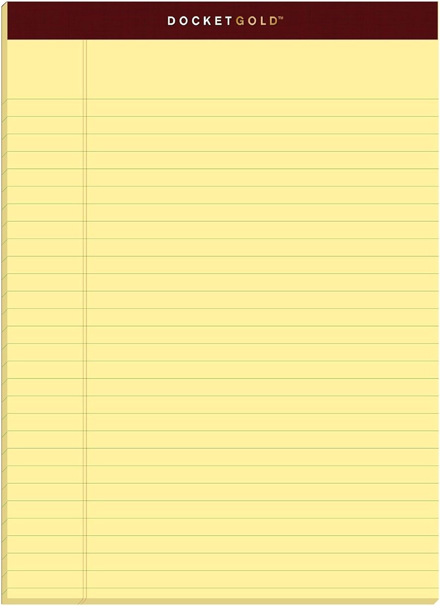 TOPS Legal Pads, 6 Pack, Premium Docket Gold Note Pads, 50 Legal Ruled 8.5 x 11 Sheets, Thick Canary Yellow Paper with Extra Hard Back, Proudly Made in the USA - Product Image