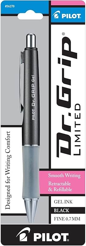PILOT Dr. Grip Limited Refillable & Retractable Gel Pen, Fine Point, Black, Single Pen - Ideal for School, Journaling & Office Writing - Product Image