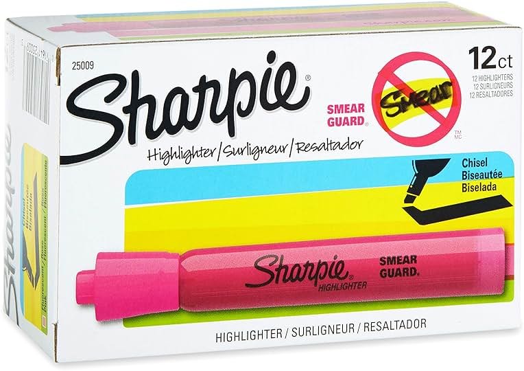 Sharpie Tank Style Highlighters Chisel Tip Fluorescent Pink Box of 12 - Product Image