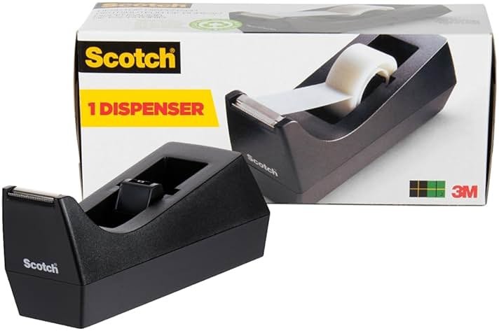 Scotch Desktop Tape Dispenser, Black, 2.7 in. x 2.7 in. x 6.4 in., 1 Tape Dispenser - Product Image