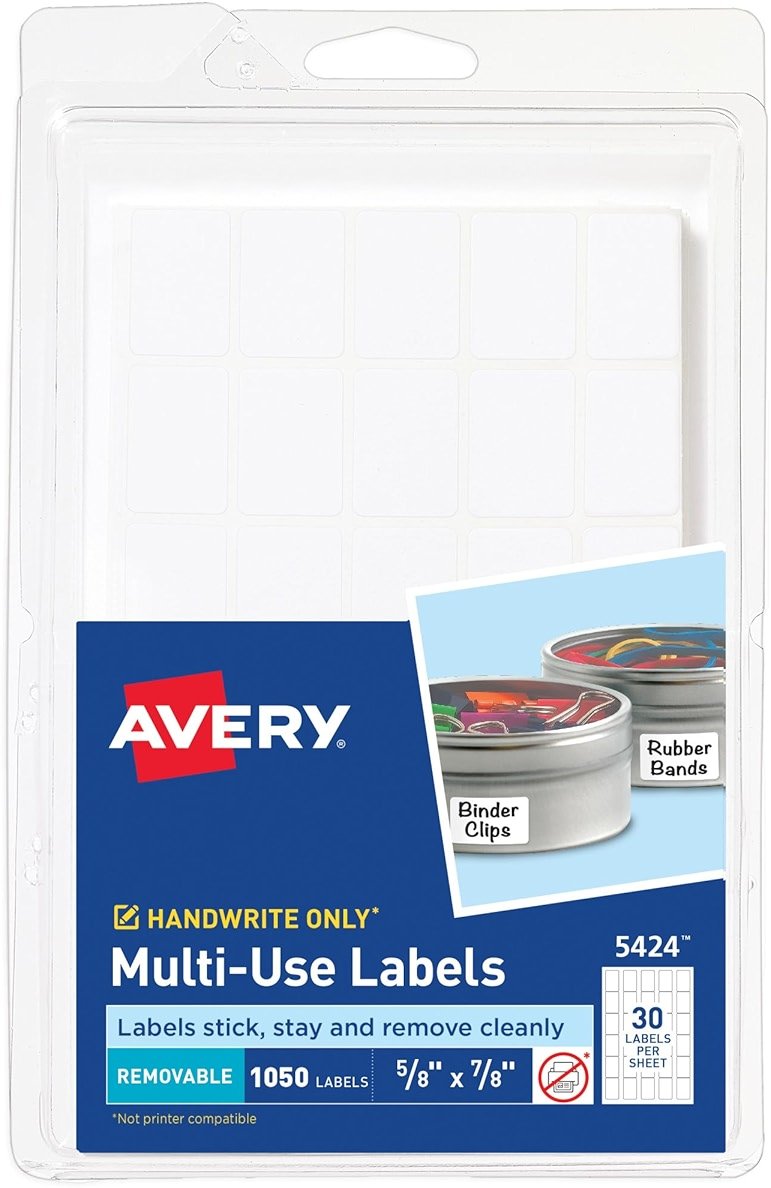 Avery Multi-Use Removable Labels, 5/8" x 7/8", White, Non-Printable, 1,050 Blank Labels Total (5424) - Product Image
