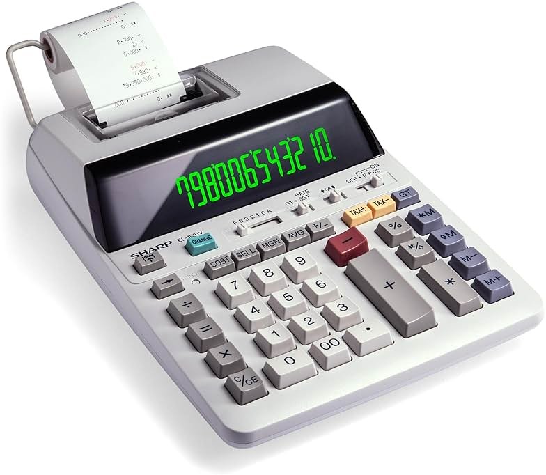 Sharp EL-1801V Ink Printing Calculator, 12-Digit LCD, AC Powered, Off-White, Ideal for Business & Office Use, Easy-to-Read Display & Durable Design - Product Image