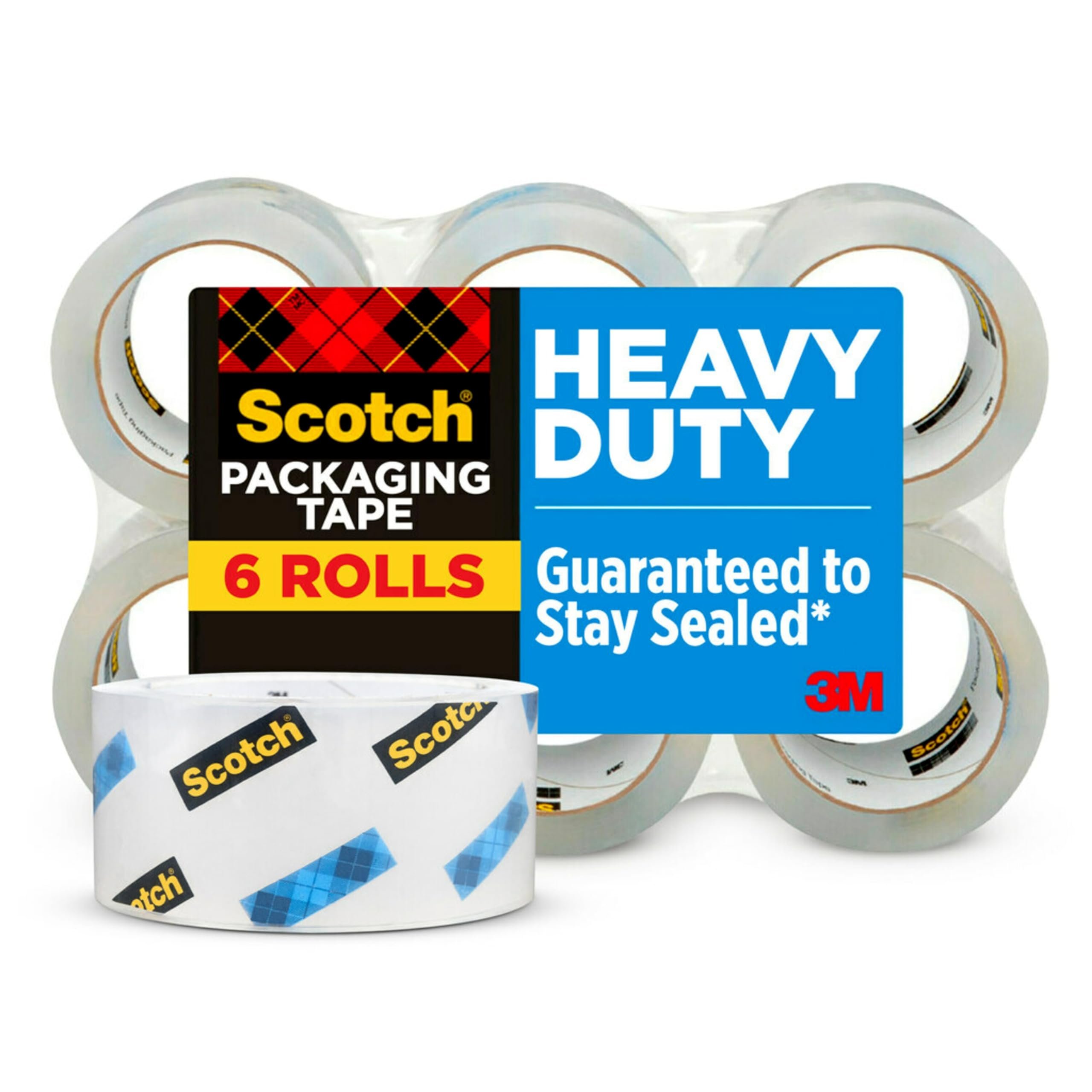 Scotch Heavy Duty Shipping Packing Tape, Clear, Shipping and Packaging Supplies, 1.88 in. x 54.6 yd., 6 Tape Rolls - Product Image