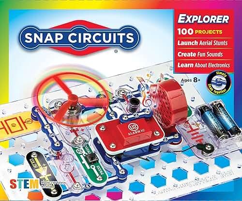Snap Circuits Jr. SC-100 Electronics Exploration Kit, Over 100 Projects, Full Color Project Manual, 28 Parts, STEM Educational Toy for Kids 8 + - Product Image