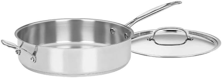 Cuisinart 5.5 Quart Sauté Pan w/ Cover, Stainless Steel Pan with Lid, Large Kitchen Pan, Dishwasher Safe, Compatible with Induction, Electric, Gas Cooktops, Oven Safe Saucepan, Cool Grip Handles - Product Image