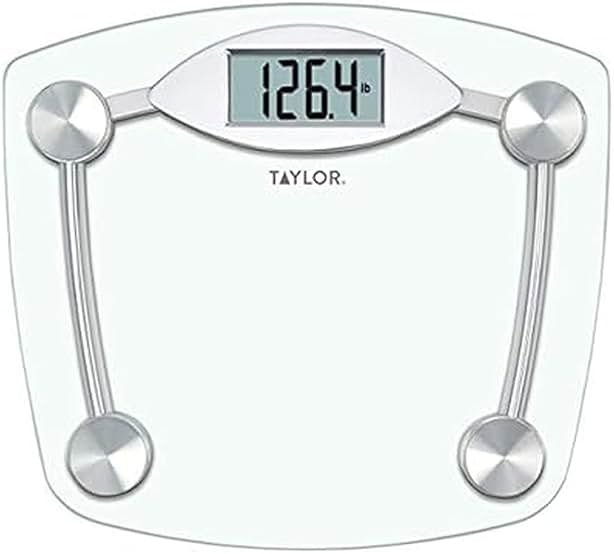 Taylor Digital Bathroom Scale, Body Weight Scale, Instant On and Off, 400 lb Capacity, Sturdy Clear Glass with Chrome-Finish Base - Product Image