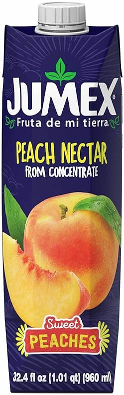 Jumex Peach Juice Nectar - Peach Nectar Made with Fresh Fruit Puree - Tropical Fruit Juice Concentrate for Smoothie Mix, Cocktail Mixers, Kids Drinks & Mexican Beverages - 32.4oz, 1 Pack Carton - Product Image