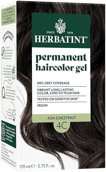 Herbatint Permanent Hair Dye For Women - 4C Ash Chestnut - For Up To 100% Gray Coverage of Resistant Gray Hair - Ammonia-Free, Alcohol-Free & Vegan - Salon Influenced Hair color 5.75 fl oz - Product Image