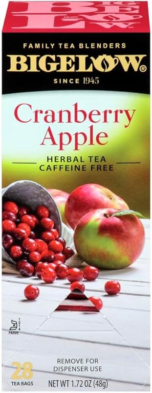 Bigelow Cranberry Apple Herbal Tea Bags 28-Count Box (Pack of 1) Cranberry Apple Hibiscus Flavored Herbal Tea Bags All Natural Non-GMO - Product Image