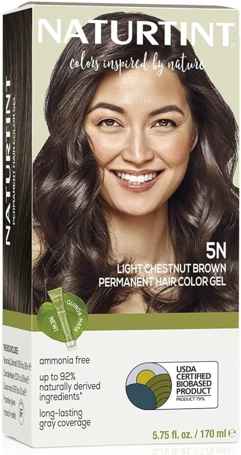 Naturtint 5N Light Chestnut Brown Permanent Hair Color (Pack of 1), Ammonia Free, Vegan, Cruelty Free, up to 100% Gray Coverage, Long Lasting Results (Packaging may vary) - Product Image
